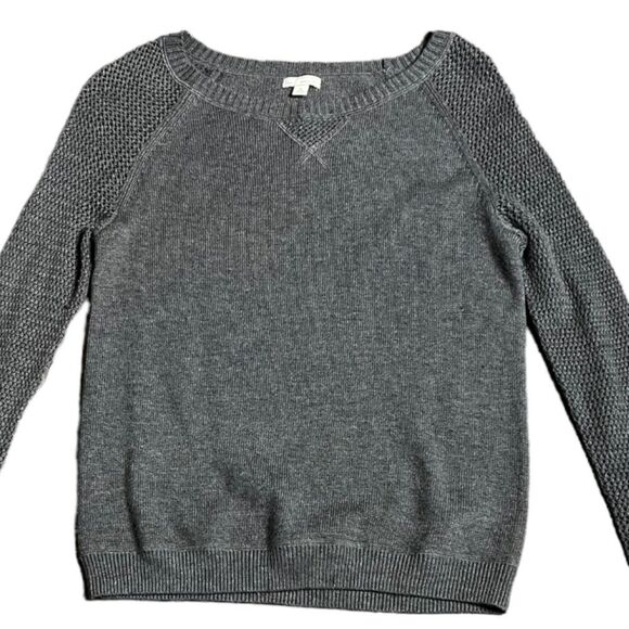 GAP Ladies Dorito Solid Raglan Open Weave Knit Sleeve Crewneck Pullover Sweater - Picture 1 of 7